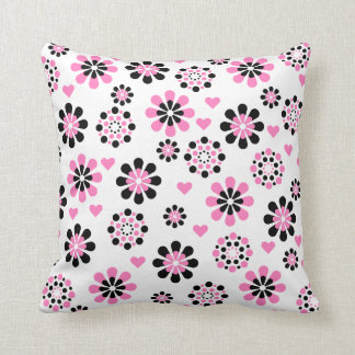 Coussin Fleurs roses et noires
