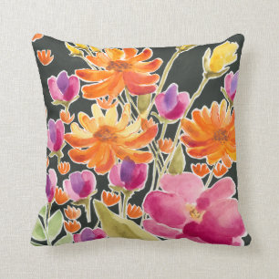 Coussin Fleurs roses et oranges de rassemblement splendide