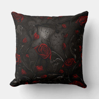 Coussin Fleurs rouges et noires