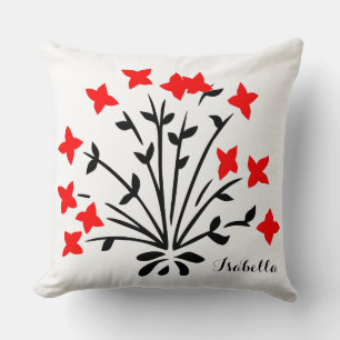 Coussin Fleurs rouges et noires décoratives personnalisabl