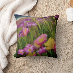 Coussin Fleurs Sauvages À Dusk Aquarelle Art Floral