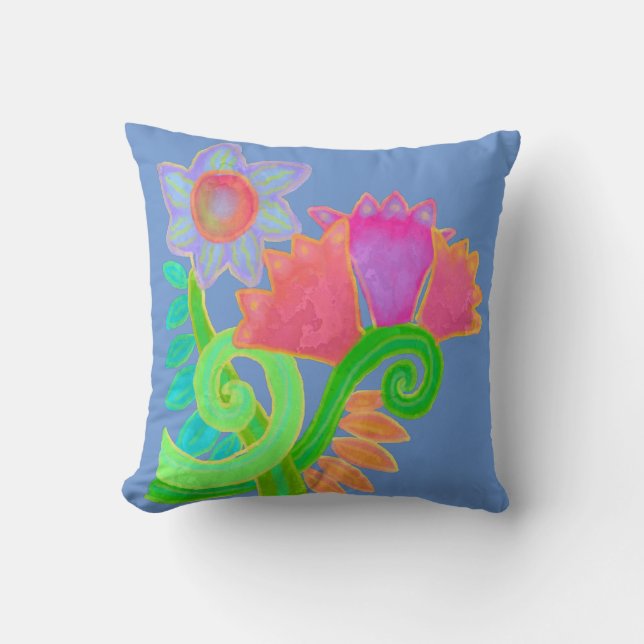Coussin Fleurs sauvages Art Abstrait (Recto)