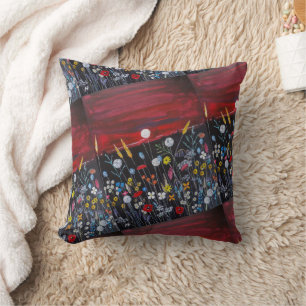 Coussin Fleurs sauvages au coucher du soleil Peinture d'Al