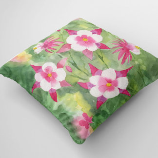 Coussin Fleurs sauvages de colonne rose