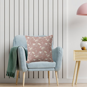 Coussin Fleurs sauvages de crème terreuse poussiéreuse