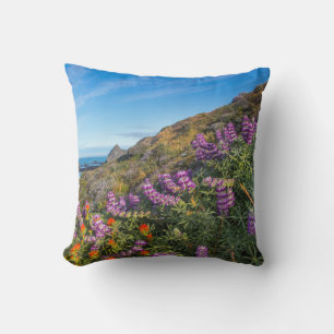 Coussin Fleurs sauvages de lupin et de pinceau à peinture