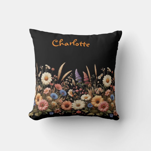 Coussin Fleurs sauvages de style personnalisé (Recto)