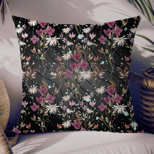 Coussin Fleurs sauvages élégants de Retro Boho