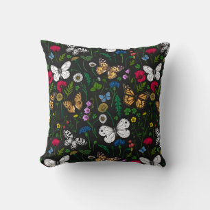 Coussin Fleurs sauvages et papillons 2