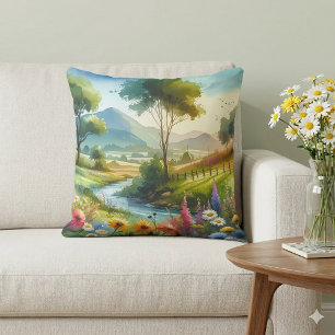 Coussin Fleurs sauvages et ruisseau dans Spring Valley