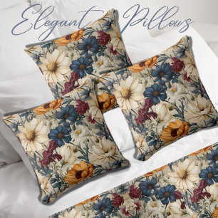 Coussin Fleurs sauvages floraux modernes