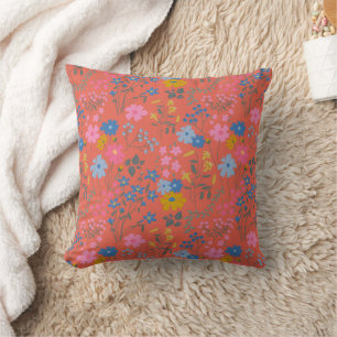 Coussin Fleurs sauvages rouges Boho modernes