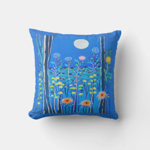 Coussin Fleurs sauvages sous Pleine lune