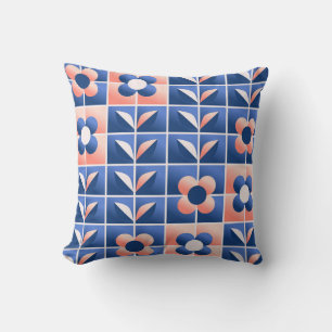Coussin Fleurs stylisées rétro : motif en mosaïque.