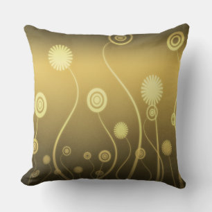 Coussin Fleurs tourbillonnantes aux nuances dégradées d'or