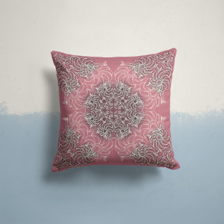 Coussin Fleurs tourbillonnantes en rose Rose
