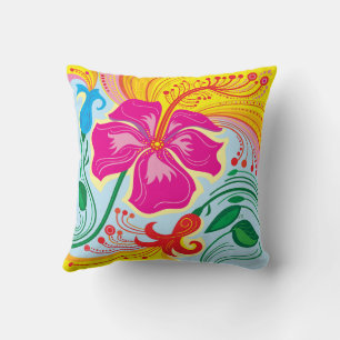 Coussin Fleurs tropicales balayées par le vent
