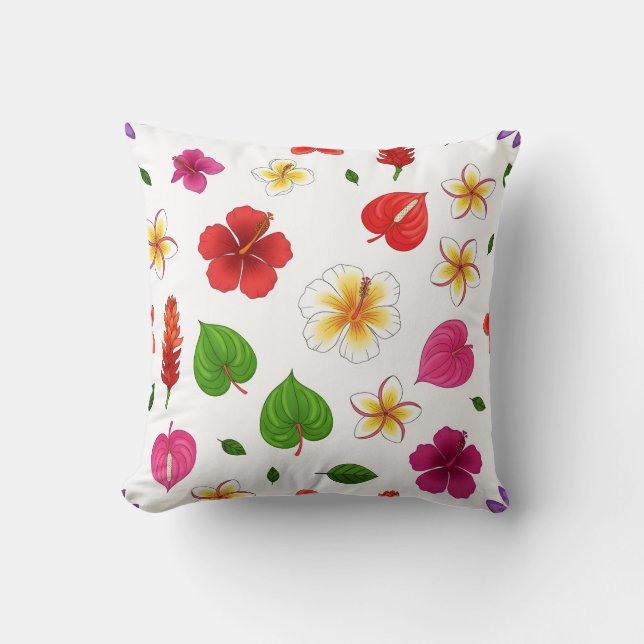 Coussin Fleurs tropicales hawaïennes (Recto)