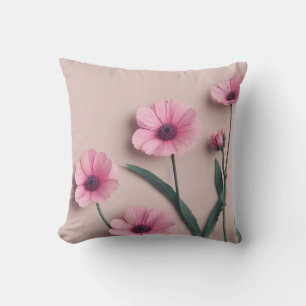 Coussin Fleurs vertes rose Sage Laisser Motif Aquarelle