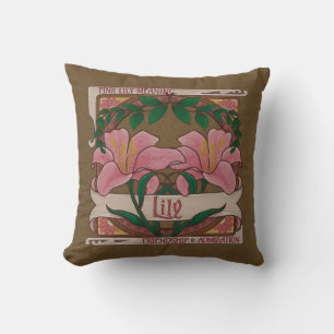 Coussin Fleurs victoriennes Lily rose Amitié Amiration