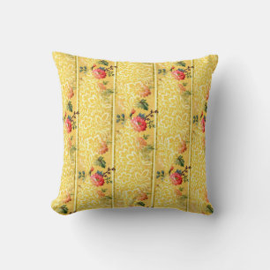 Coussin Fleurs vintages Pinkish-Rouge sur Arrière - plan d