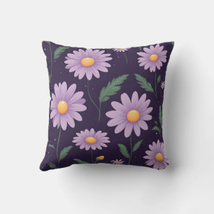 Coussin fleurs violettes art motif
