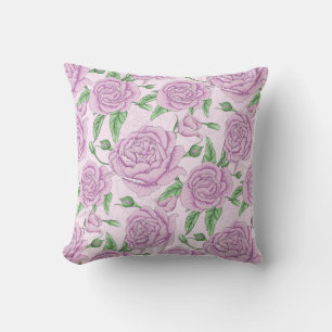 Coussin Fleurs Violettes Avec Motif Feuille