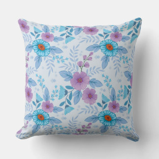Coussin Fleurs violettes et bleues