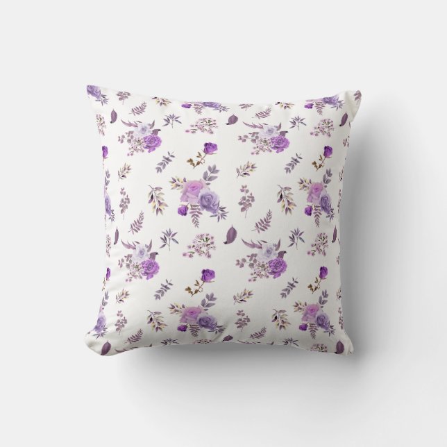 Coussin Fleurs violettes sur (Recto)