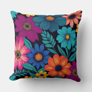 Coussin Fleurs vives et colorées