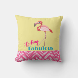 Coussin Flocking Fabulous Typography avec Flamant rose ros