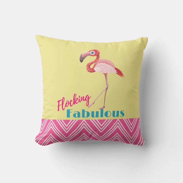 Coussin Flocking Fabulous Typography avec Flamant rose ros (Recto)