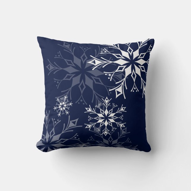 Coussin Flocon de neige - bleu marine (Recto)