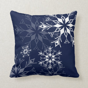 Coussin Flocon de neige - bleu marine