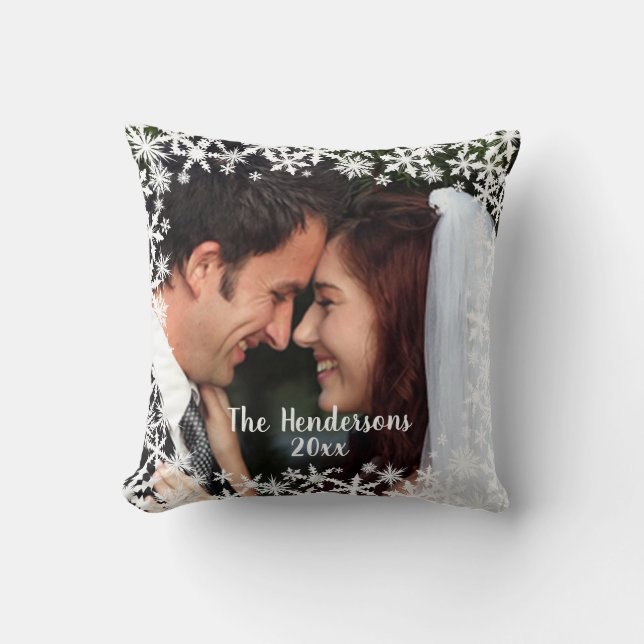 Coussin Flocon de neige délicat Photo personnalisable  (Recto)