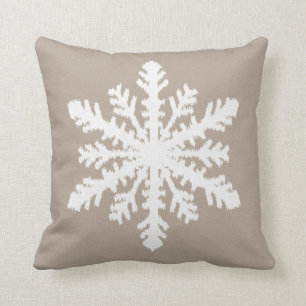 Coussin Flocon de neige d'Ikat - Taupe bronzage et blanc