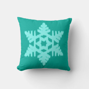 Coussin Flocon de neige Ikat - Turquoise et aqua