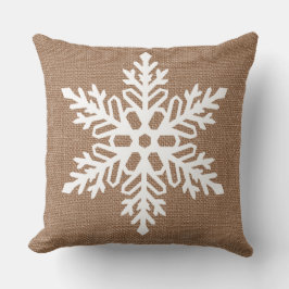 Coussin Flocon de neige sur Noël de style campagnard de