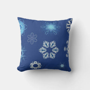 Coussin Flocons blancs sur fond bleu