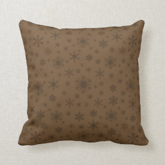 Coussin Flocons de neige - brun foncé sur le brun