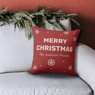 Coussin Flocons de neige & Joyeux Noël Rouge