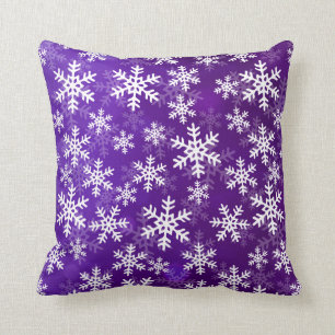 Coussin Flocons de neige pourpres et blancs