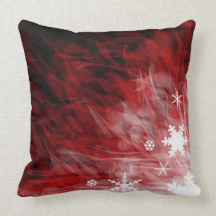 Coussin Flocons de neige rouges - carreau