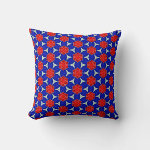 Coussin Flocons de neige rouges et bleus