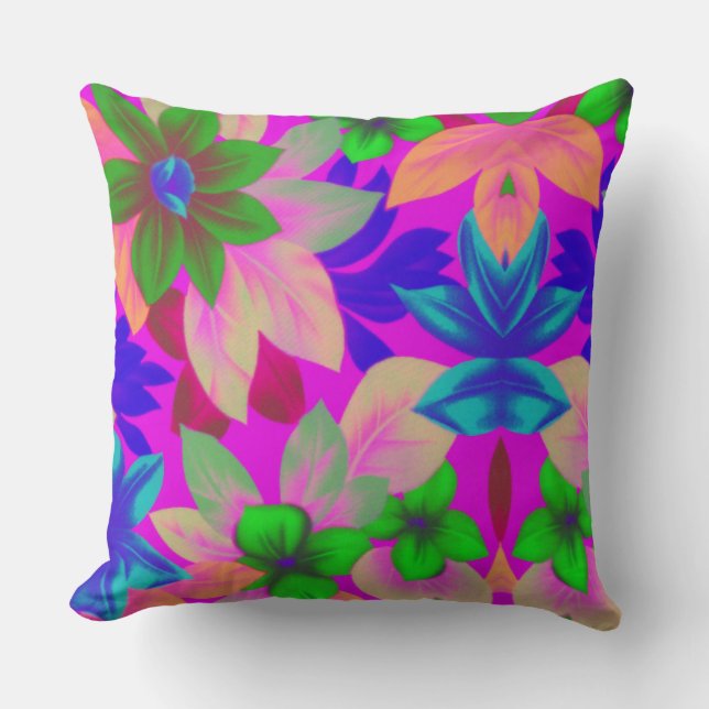 Coussin Floral1i3 Tropical Print en couleurs vives (Recto)