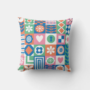 Coussin Floral Abstrait : Scandinave Folk Design.