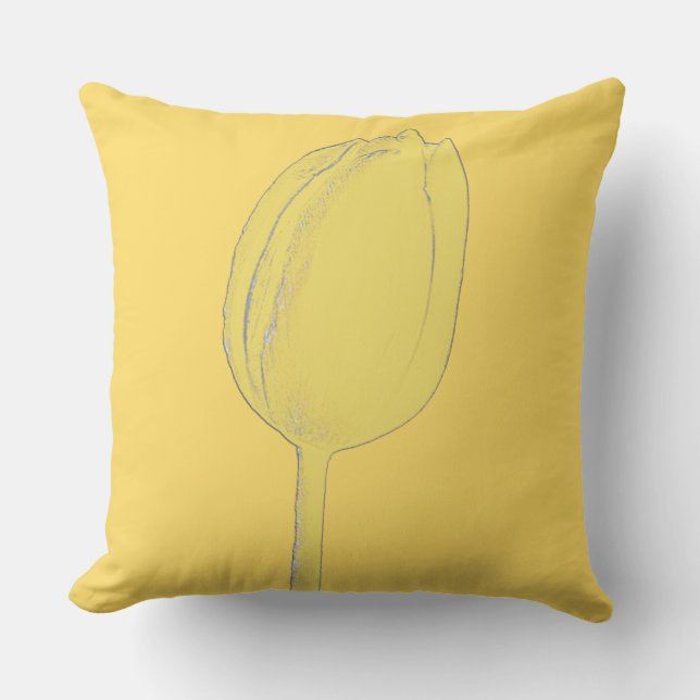 Coussin Floral Artsy Mustard Tulipes Jaunes Accueil Décor  (Recto)