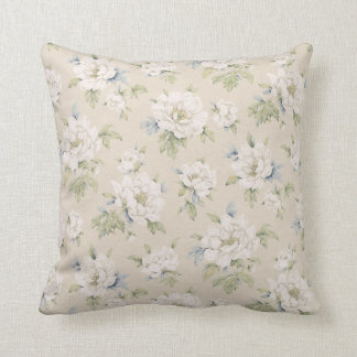 Coussin floral beige vintage