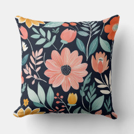 Coussin floral blanc coloré