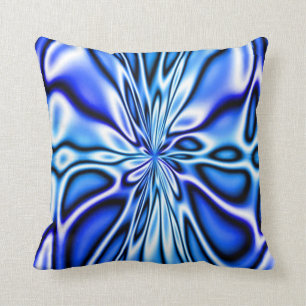 Coussin floral bleu de Mojo de fleur de fractale